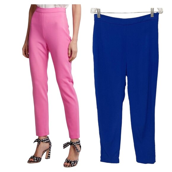 Brandon Maxwell Size 10 Cigarette Crepe Pullon High Rise Pants in Royal Blue